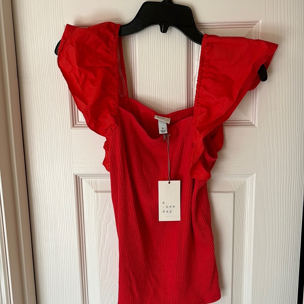 Women’s Ruffle Top-Red